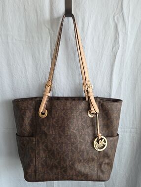 Michael Kors Jet Set East West Signature Monogram Tote Bag - Brown